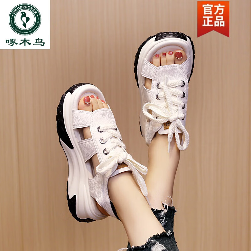 镂空鱼嘴罗马凉鞋35 运 白色【品牌旗舰正品断码特·价名鞋十大品牌】