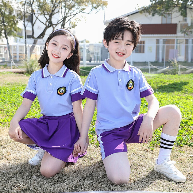 洽函班服小学生夏季短袖校服套装儿童两件套运动会定制幼儿园园服夏装