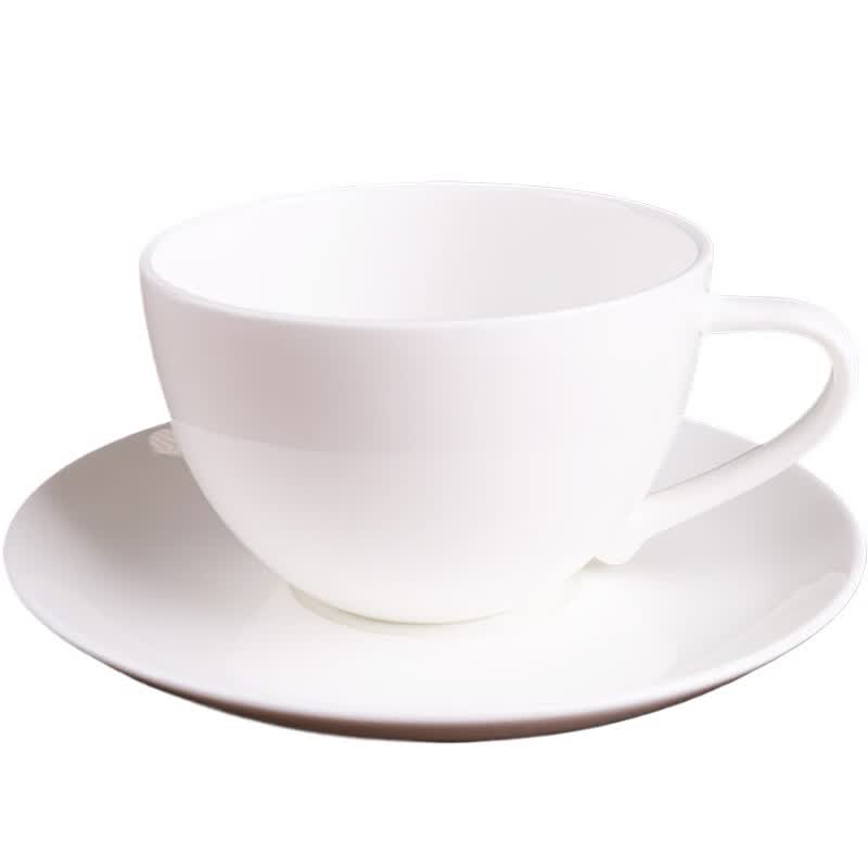 錦鳯锦凤骨瓷咖啡杯碟景德镇欧式简约咖啡套具矮 咖啡杯一杯一碟1勺 纯白月光杯碟