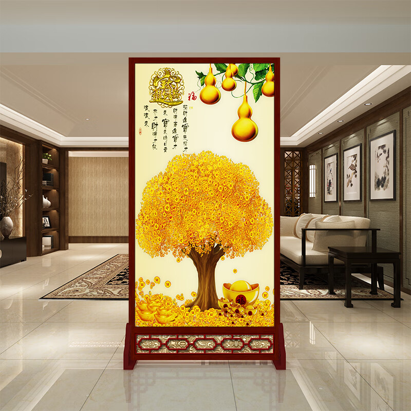 诗亭坊屏风可移动屏风遮挡可移动新中式屏风隔断墙客厅进门玄关办公室