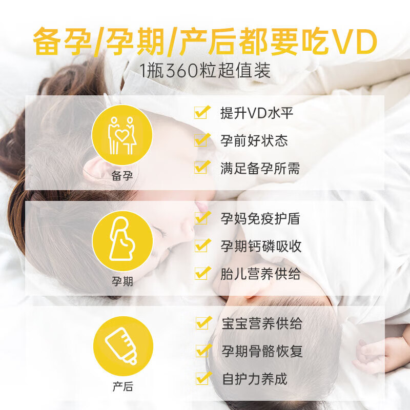 naturewise美国进口阳光瓶维生素d3 活性5000iu维生素D成人备孕妇软胶囊vd3 1000IU 儿童/青少年/孕期 360粒*1瓶装
