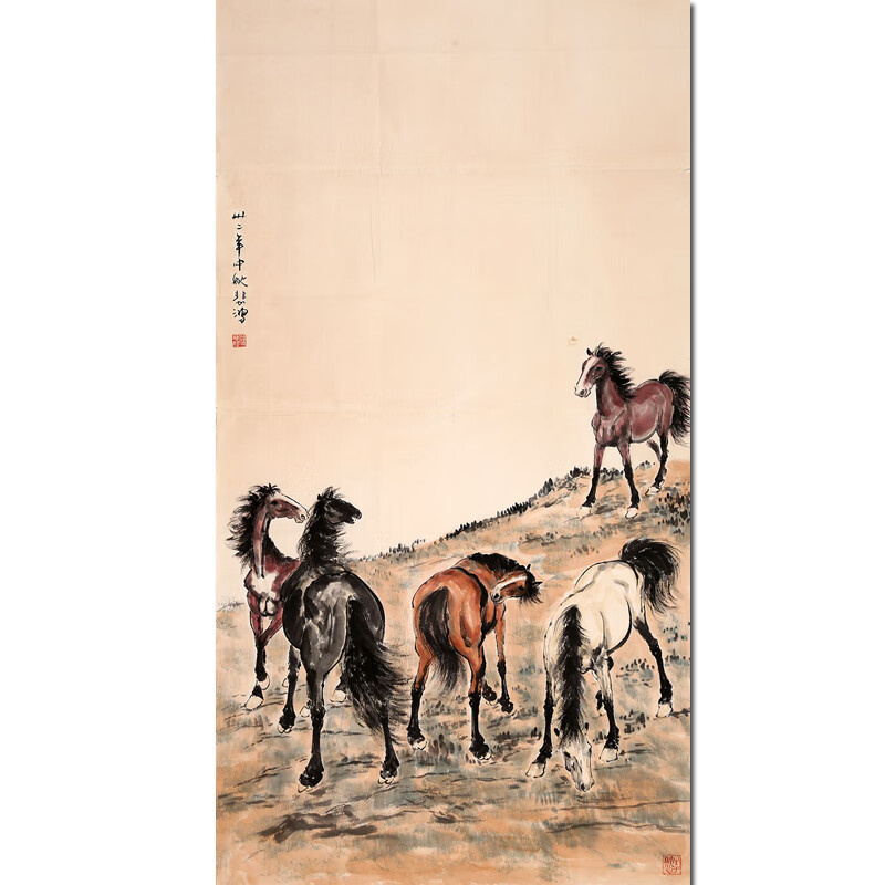 徐悲鸿真迹字画拍卖《骏马图》名人手绘书画艺术收藏品国画书法水墨