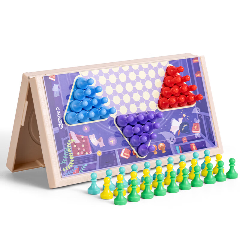 得力（deli）跳棋磁性折叠棋盘儿童桌面游戏棋男孩六一儿童节玩具礼物YW102-T