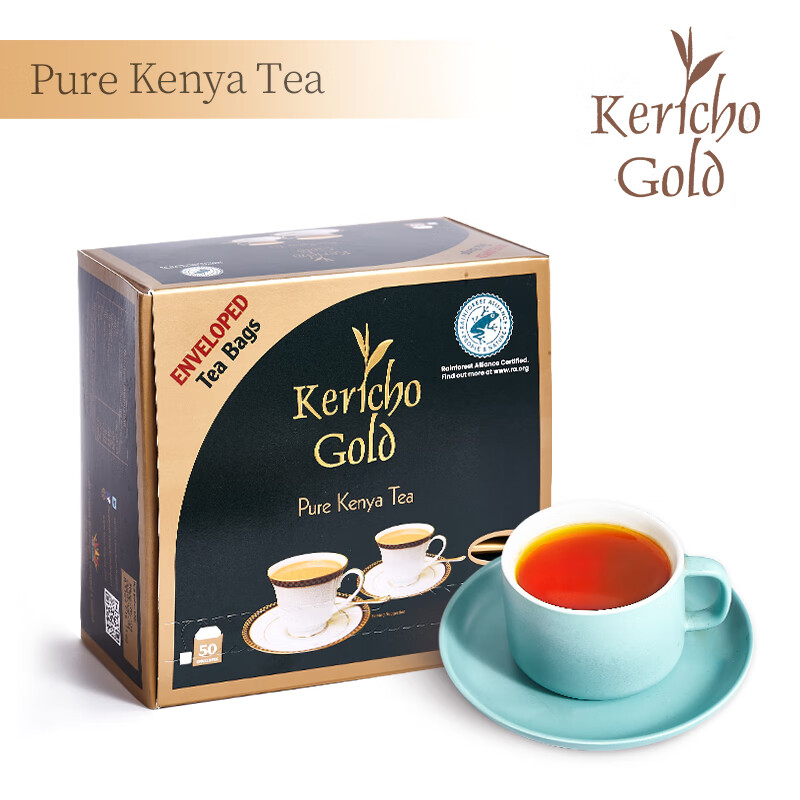 KERICHO GOLD英式经典红茶50袋独立精装肯尼亚袋泡茶茶包一芽两叶