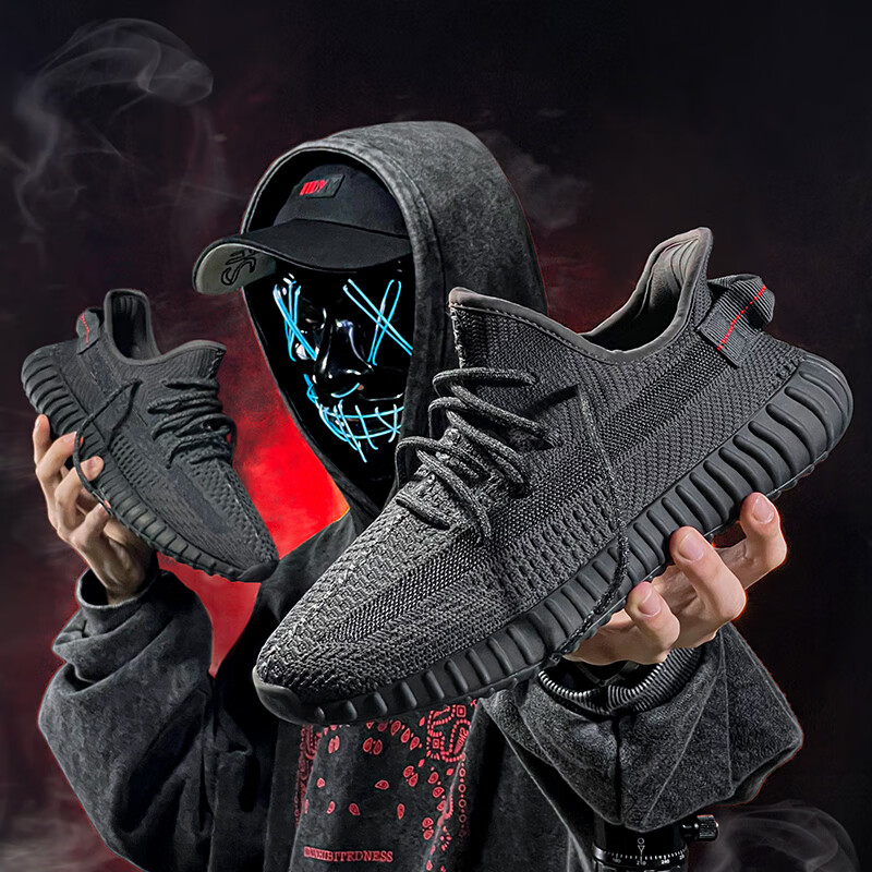 星春夏季飞织网面透气运动鞋莆田过毒休闲鞋子男 黑天使(bt版本) 43