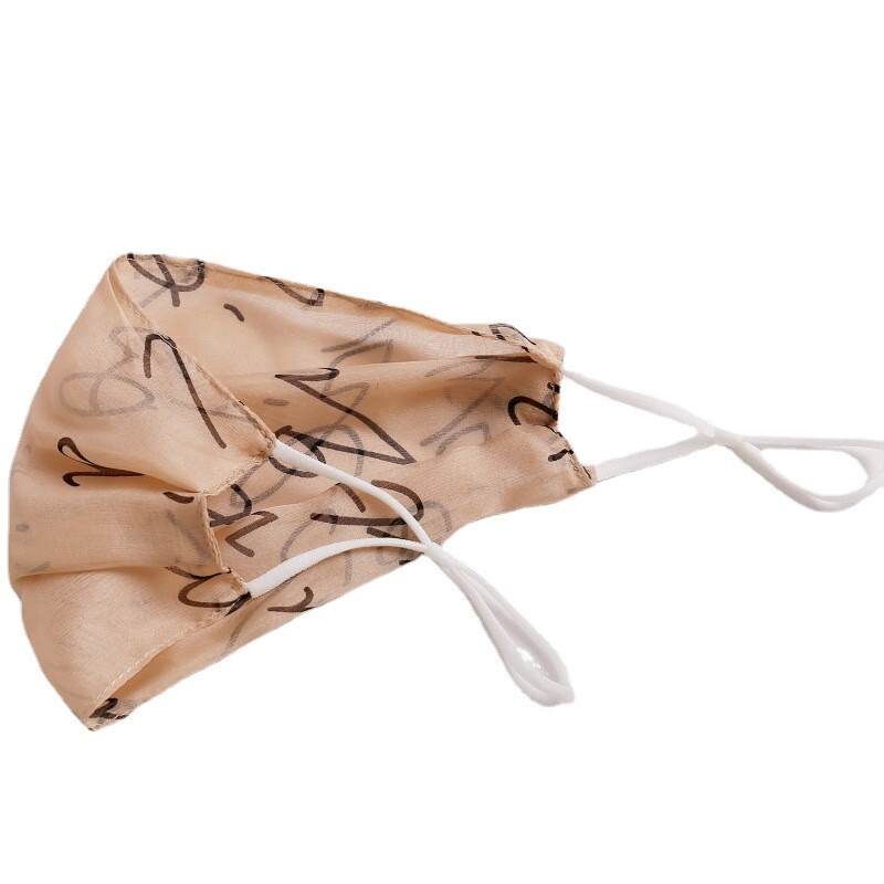 真丝防晒口罩女防紫外线桑蚕丝口罩真丝面纱防晒面罩夏季百搭薄款透气女士可清洗遮脸 浅灰