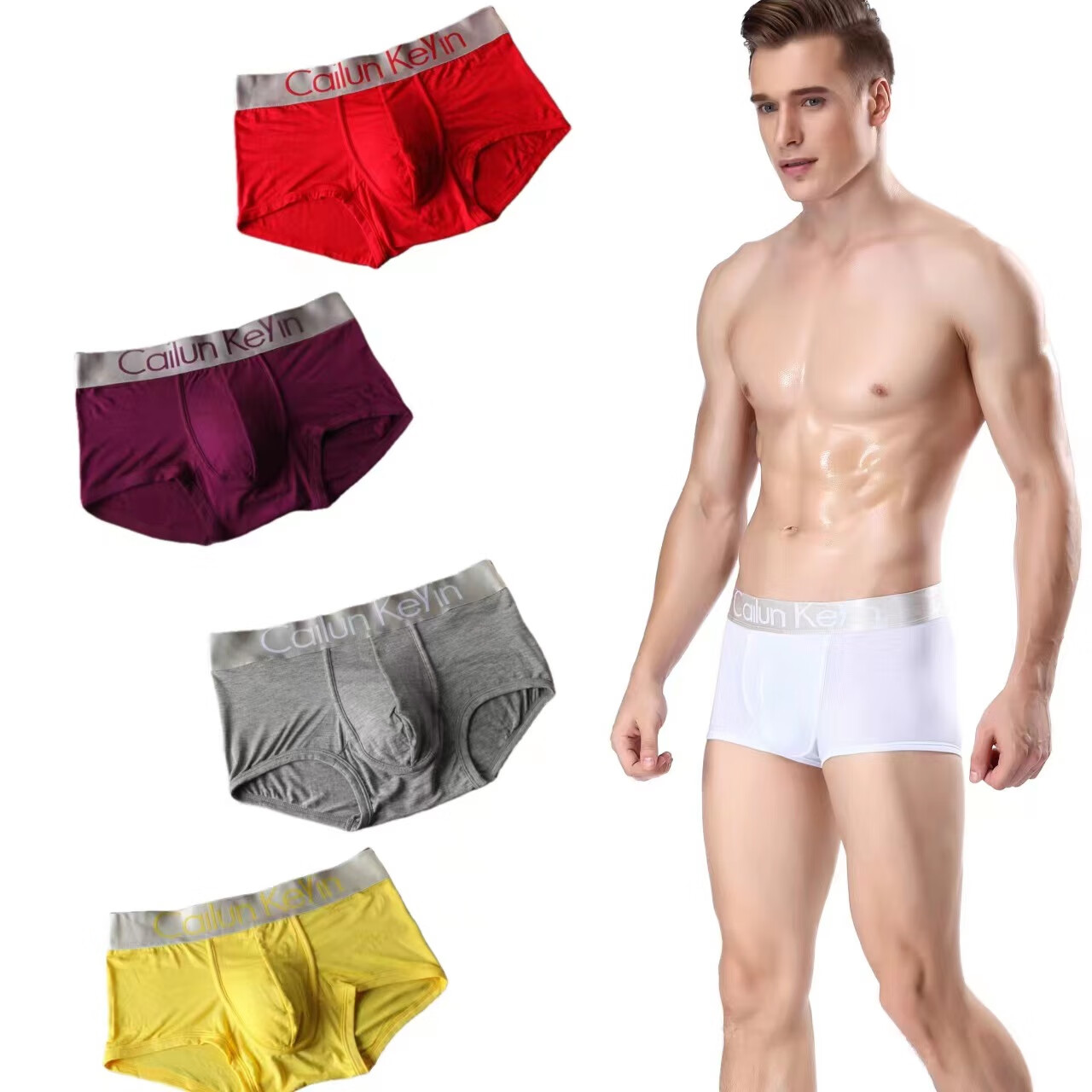 春夏高档亲肤银边莫代尔男士内裤中腰宽松舒适透气四角短裤头 灰色 1条 XXL