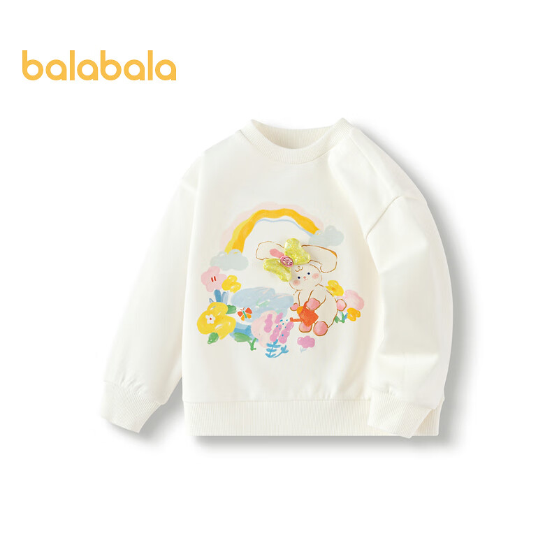 巴拉巴拉女童卫衣甜美可爱上衣卡通印花秋装【商场同款】 米白10302 130cm