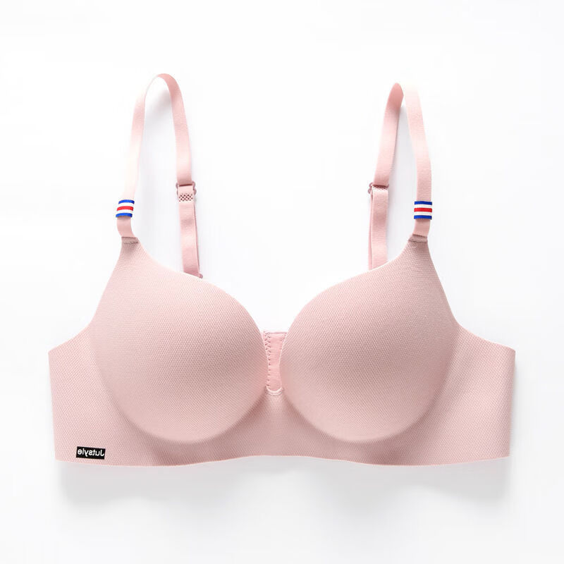 性感无痕小胸聚拢内衣女士冰丝无钢圈少女调整型文胸罩 粉色 32/70ab