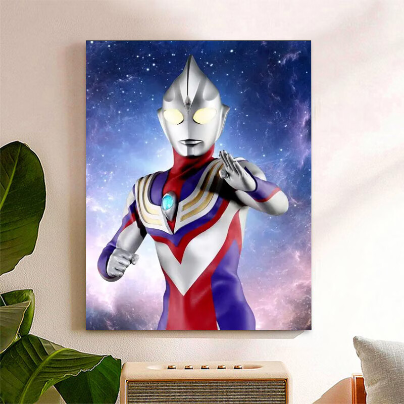 数字油画diy油彩画奥特曼填色动漫解闷涂色填充画男 迪迦奥特曼1 20cm