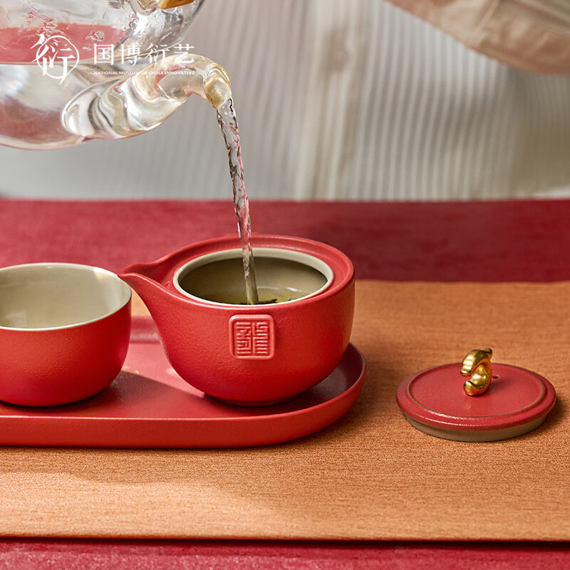 中国国家博物馆祥龙纳福花好月圆茶具礼盒套装中国风情人节博物馆文创送长辈礼物 祥龙纳福茶具礼盒套装