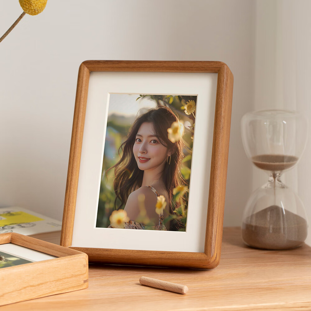 瓦简相框摆台照片定制diy打印加冲洗冲印洗做成相片高级感实木a4 美国