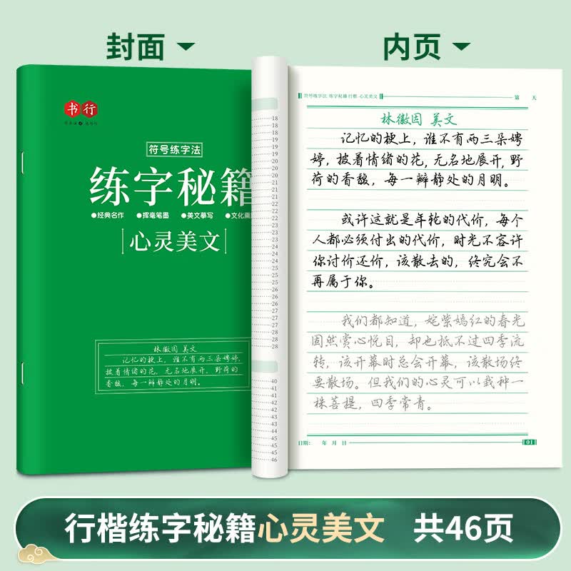 书行 行楷练字秘籍初中生高中生专用练字本控笔训练字帖学生成人行楷钢笔字帖硬笔书法临摹描红手写体字帖 心灵美文
