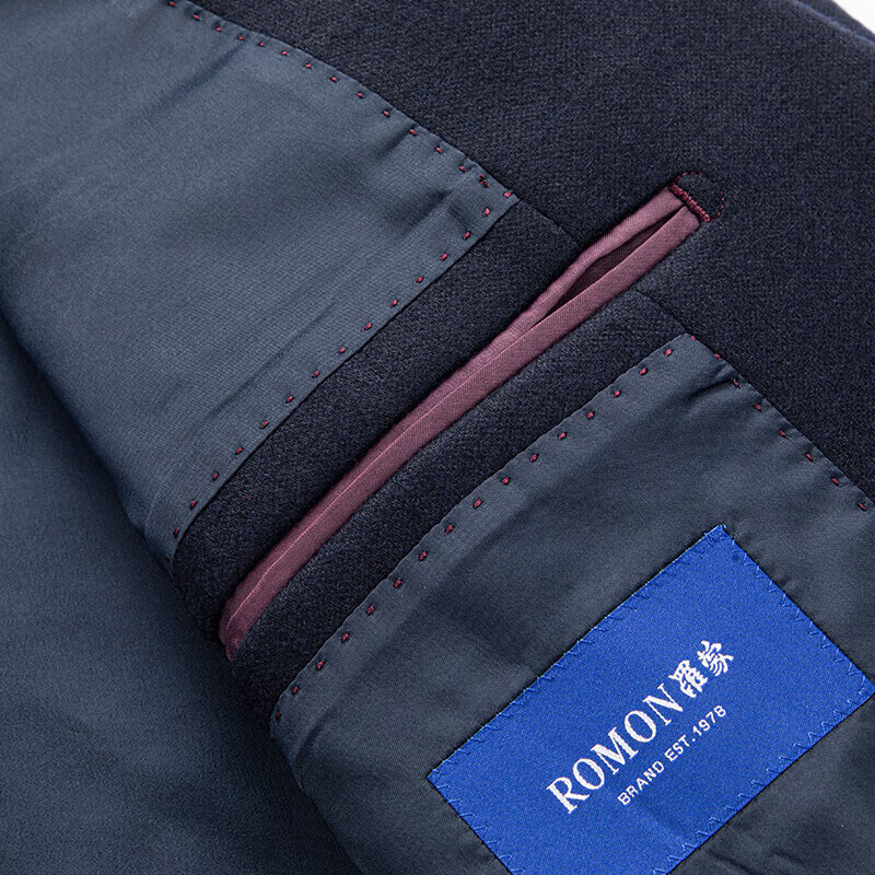 罗蒙（ROMON）【含绵羊毛】西服男商务休闲2026秋冬新款中青年时尚单西装外套 藏青色 5F213090 44 (165)