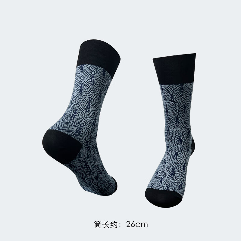 oceanwings男士几何图案商务休闲袜子 吸汗透气优雅正装皮鞋棉袜 甲虫几何 40-45