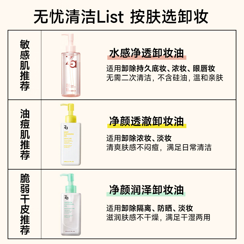 姬芮(ZA)卸妆油 深层清洁毛孔温和清爽不刺激眼唇卸妆敏感肌可用生日礼物 【温和植萃】水感卸妆油 200ml