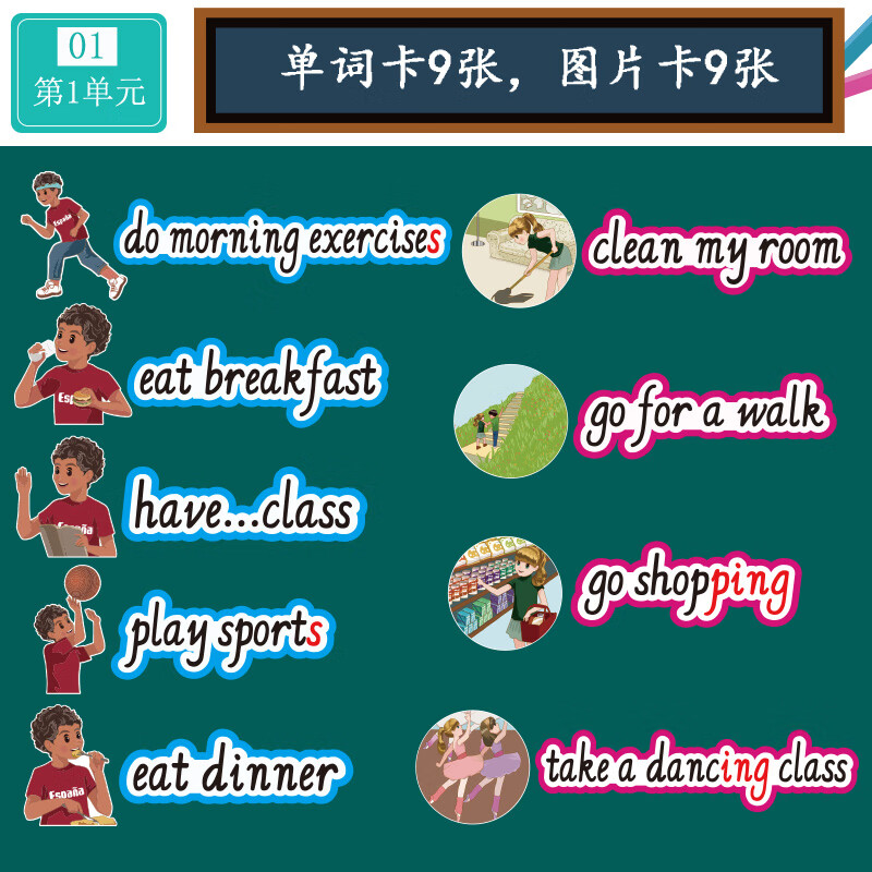 英语教师教学公开课堂板书设计黑板贴词条教具神器五年级下册语单词