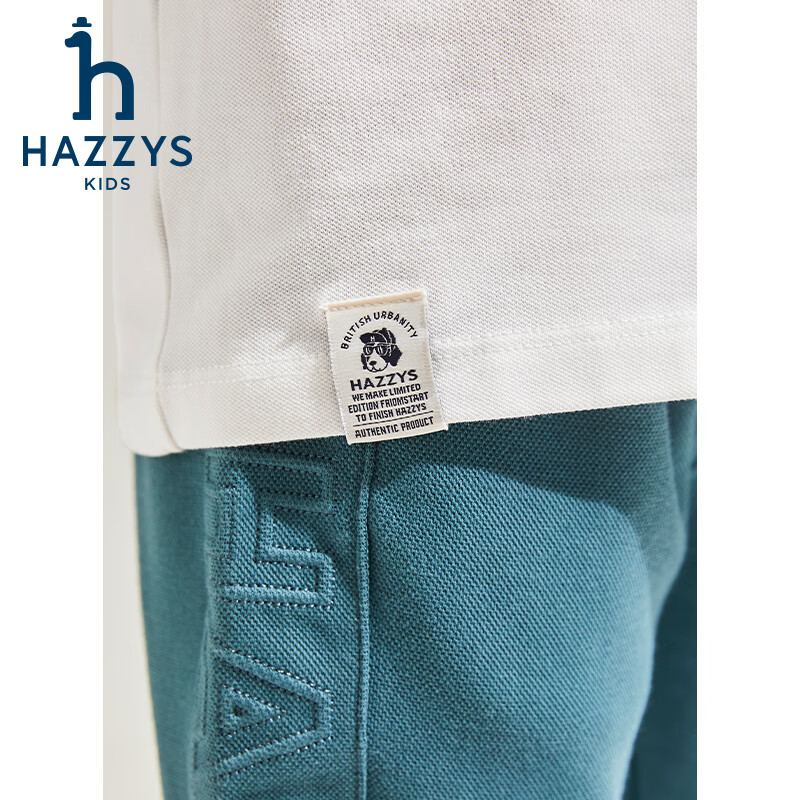 哈吉斯(HAZZYS)品牌童装男童POLO衫秋季新款弹力舒适休闲气质翻领简约长袖POLO衫 本白 165