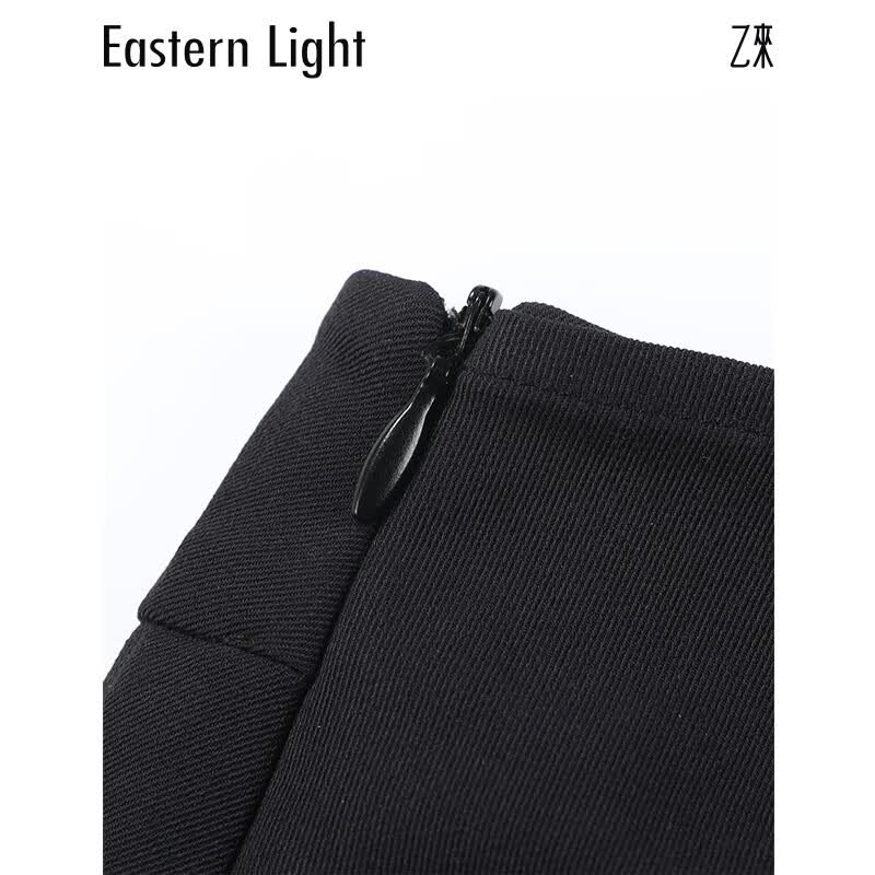 乙来(EASTERN LIGHT)【高品质全消光纱线面料】直筒H型半身裙女装夏季新款高级感裙子 优雅黑 L