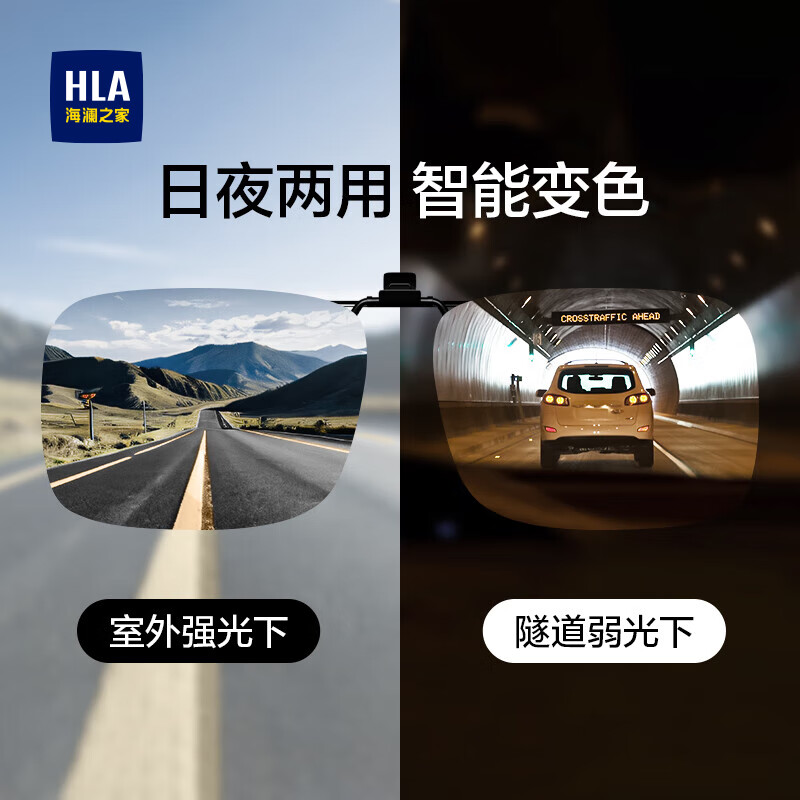 海澜之家（HLA）墨镜夹片 日夜两用变色偏光太阳镜夜视眼镜开车专用近视夹片男女