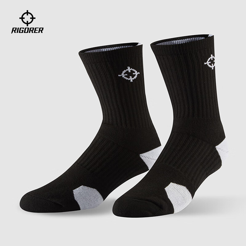 准者篮球袜子男运动休闲袜抗菌干爽吸汗加厚毛巾底专业级精英中筒袜子 升级【莱卡+抗菌】黑蓝白装 3双