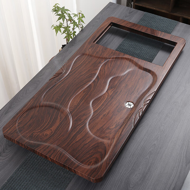 整块生态木板雕刻茶盘茶炉一体套装功夫茶台大号直排茶海工厂批发 平