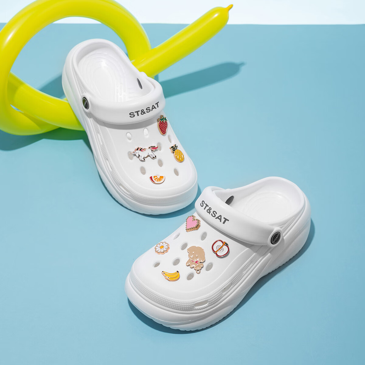 星期六厚底洞洞鞋女2026夏季新款外穿软底舒适防滑网红时尚沙滩凉拖鞋 白色 【小木马】 37-38