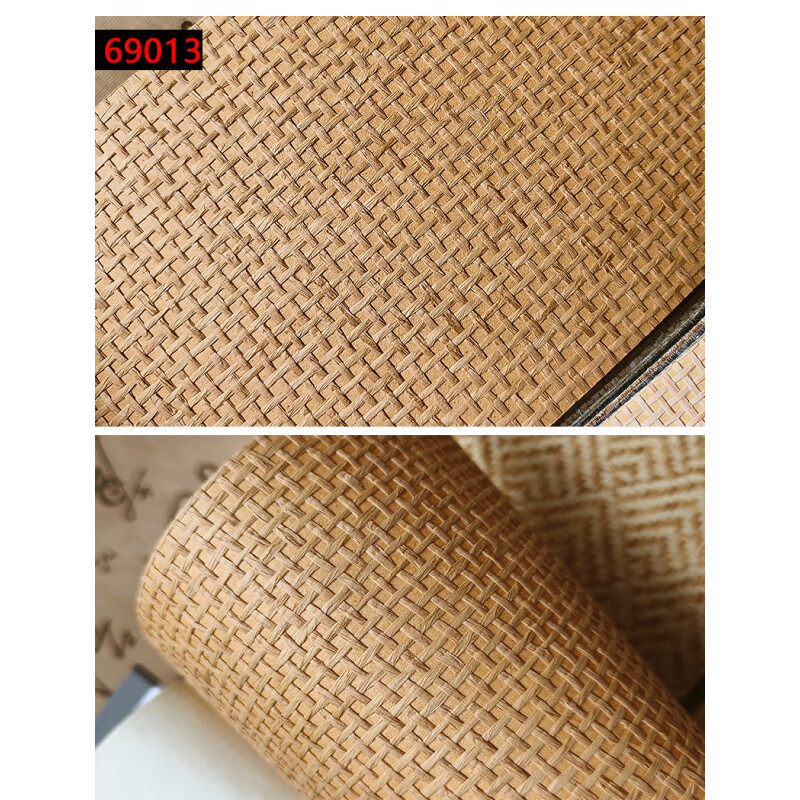 橙央装修材料新型背景墙藤编吊顶麻草编墙纸天然植物壁纸工程草席墙贴 驼色69013