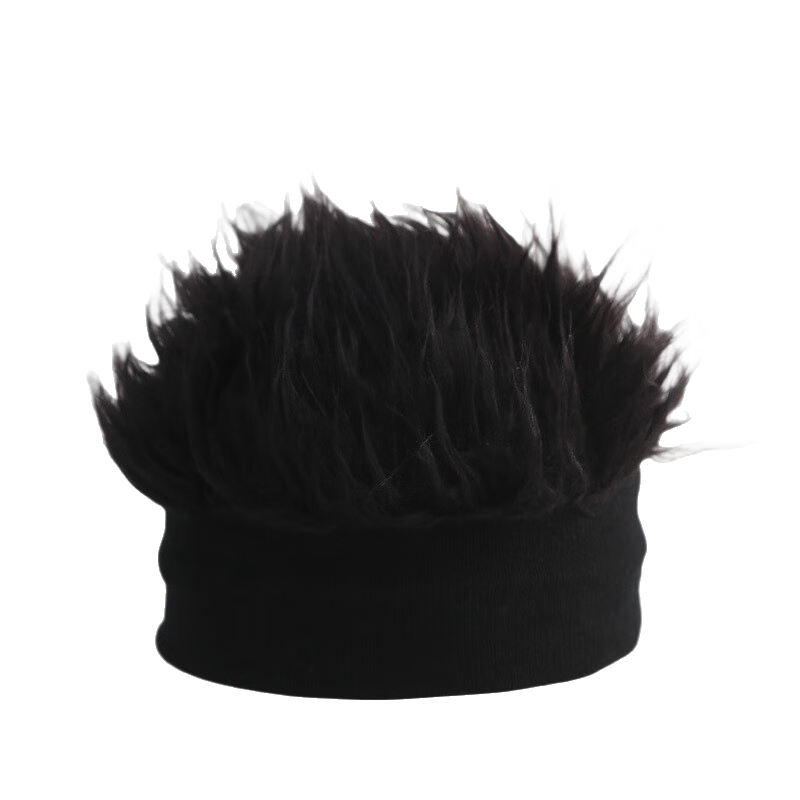天使丝丝短发帽子一体假发帽子男街头嘻哈帽假发 黑色（假发）黑边 有弹性 短发 均码有弹性（儿童成人都可戴）