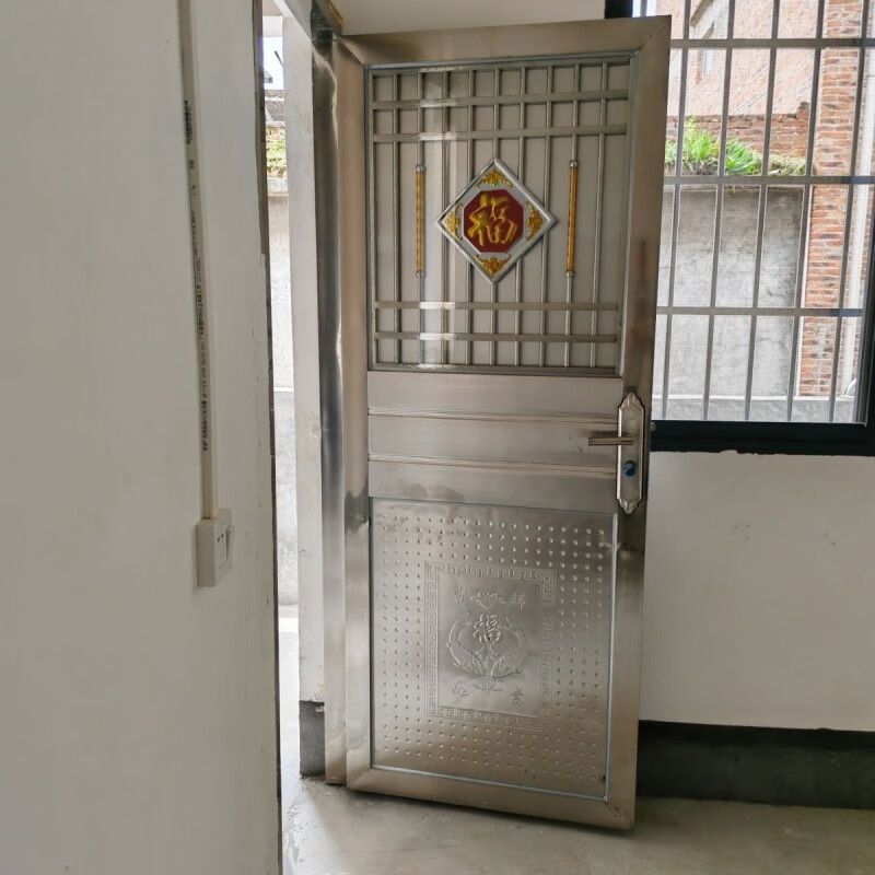 维诺亚豪华不锈钢门管子门 家用不锈钢单门 出租房加厚不锈钢门 内左