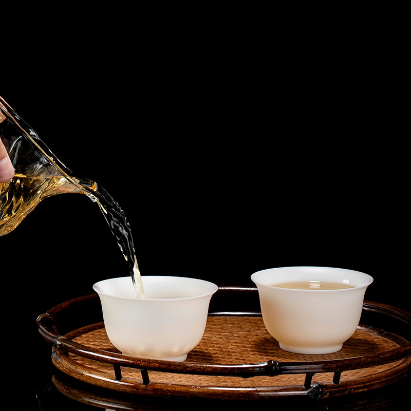 钰铨龙门 薄胎白瓷主人杯 德化羊脂玉瓷大号喝茶品茗茶杯无釉素烧陶瓷单杯 薄胎压手杯-大号(约110ml)