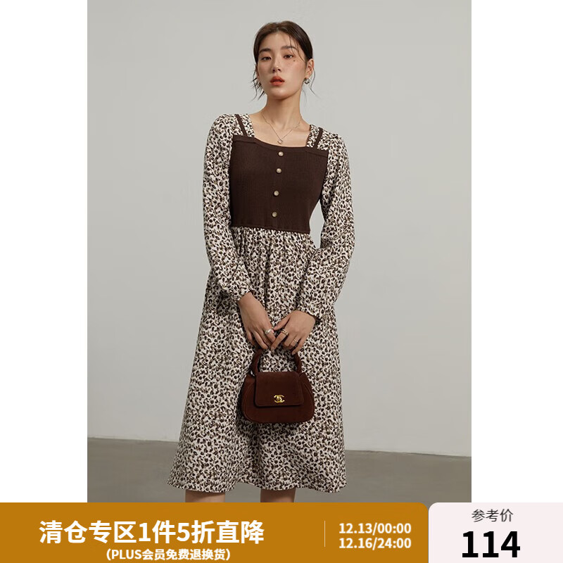 ��������Ůװ��������֯����ȹŮ�ﶬ΢��mm���ݴ���ײɫƴ��ӡ��ȹ Ħ���� XL