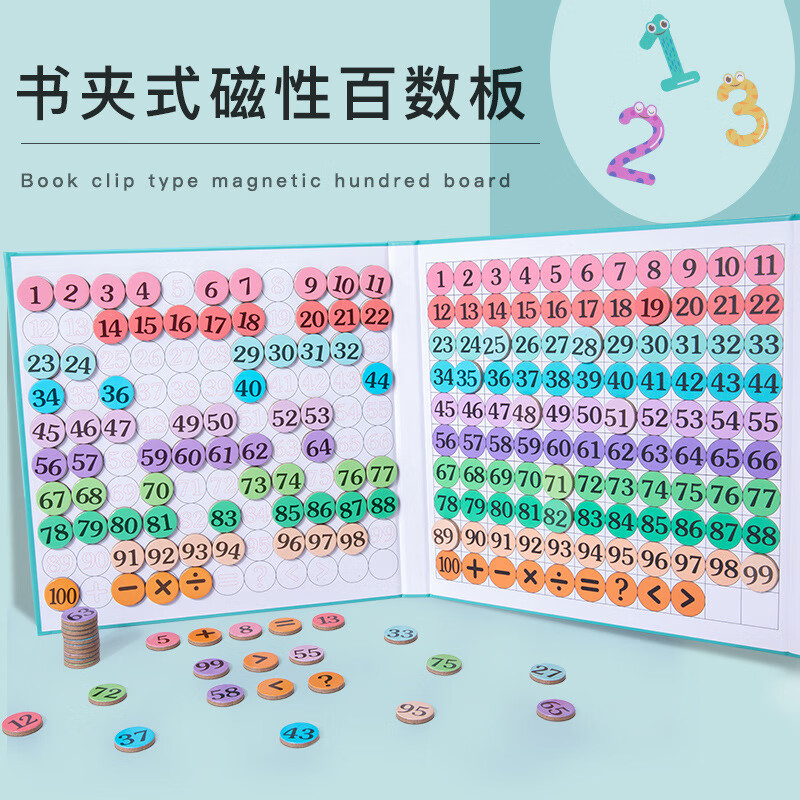 童兔百数板 磁性木质幼儿园早教1-100连续板数字启蒙儿童数学运算教具