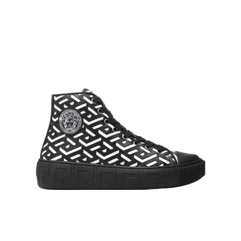 范思哲(versace)新款男鞋 徽标系带高帮休闲运动鞋 休闲时尚潮流日常