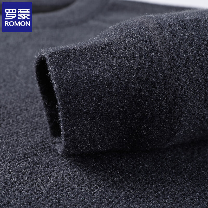 罗蒙（ROMON）仿雪貂绒毛衣男加绒冬季新款保暖一体绒中青年男士圆领针织打底衫 深灰 XL (建议体重135-155斤)