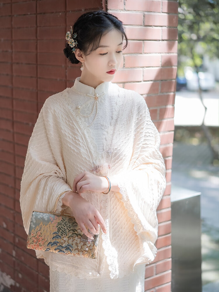 秋凤雅旗袍外搭配的小开衫复古民国风旗袍披肩秋冬新款麻花小坎肩外搭