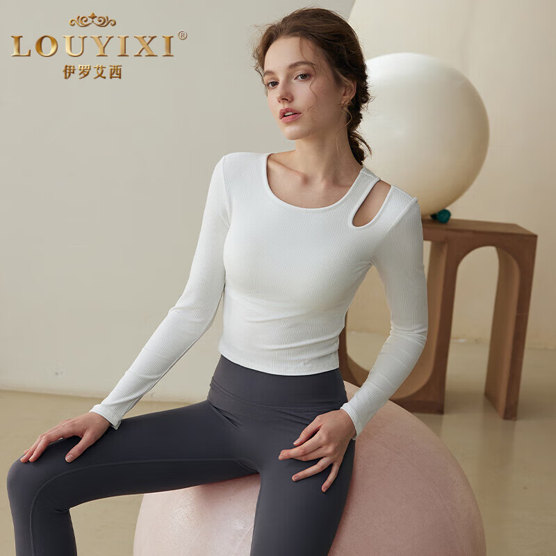 伊罗艾西品牌瑜伽服女长袖一体带胸垫2023新款运动训练普拉提瑜伽服