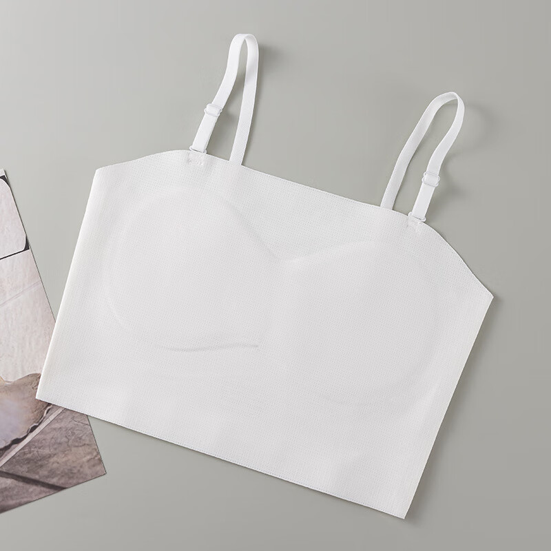 裹胸式内衣女大胸显小les帅t防震运动学生抹胸裹胸背心吊带塑胸 白色 XL (116-130斤)