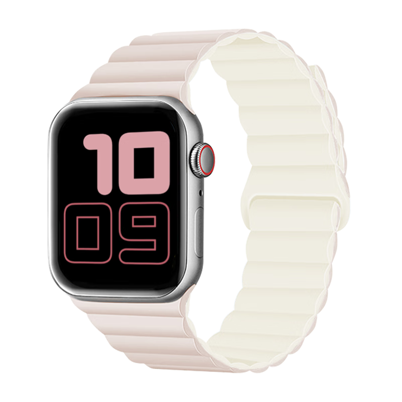 MSSM適用蘋果手表表帶apple iwatch磁吸硅膠表帶ultra2/S10/9/8/7/SE液態(tài)硅膠·牛津粉配星光38/40/41MM