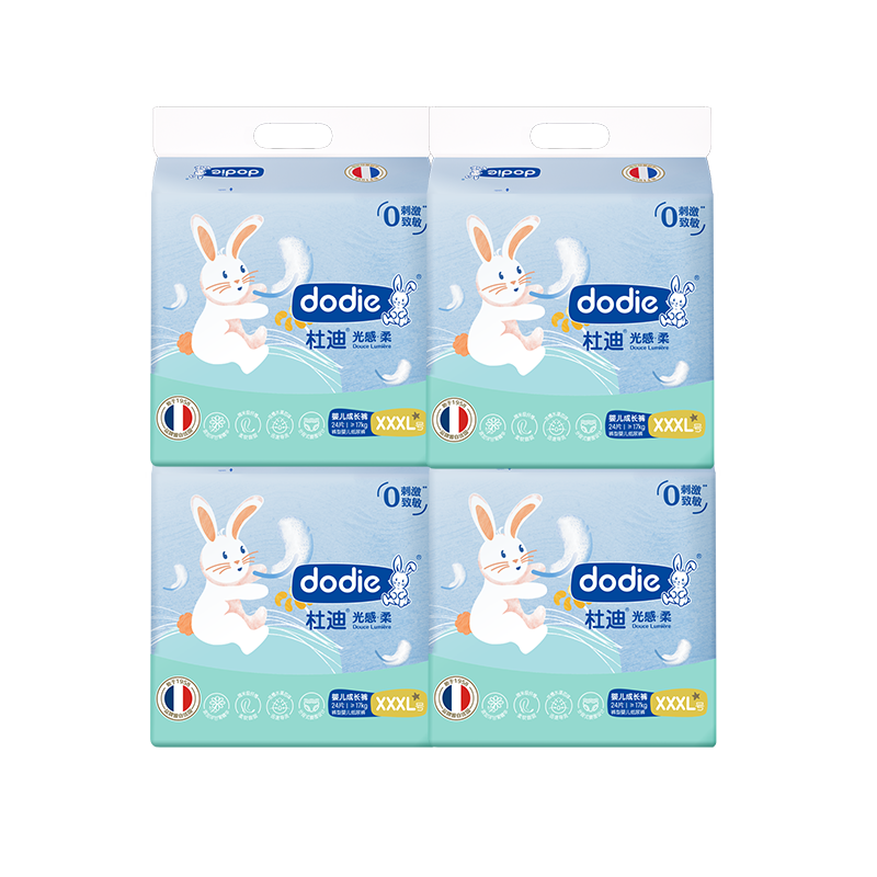 dodie杜迪【4包装】光感柔婴儿拉拉裤儿童尿不湿薄透气成长裤不红屁屁 拉拉裤3XL码96片（≥17kg）