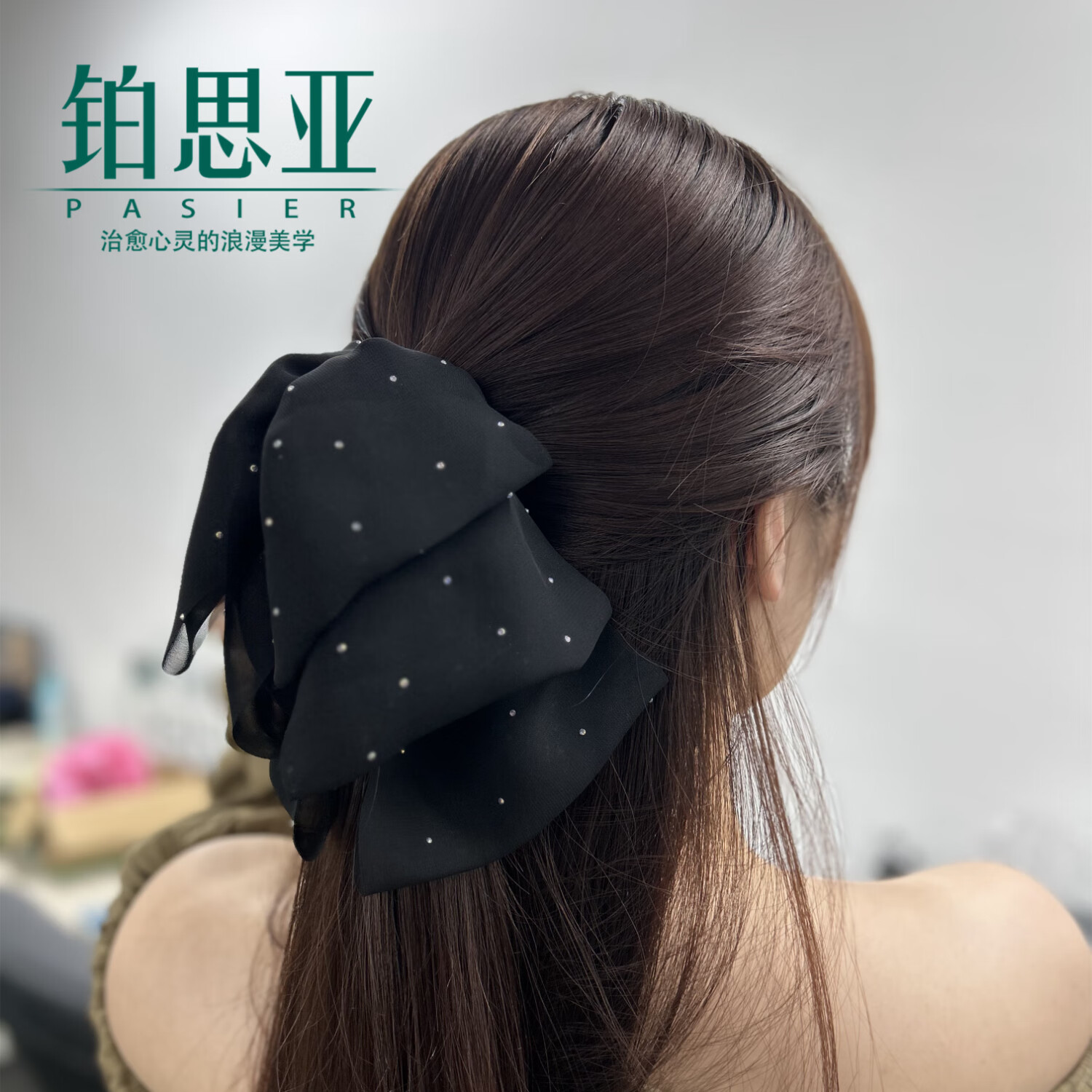 鉑思亞2025新款炫雨雪紗小抓夾女垂感后腦勺蝴蝶結(jié)發(fā)夾高級感頭飾 【炫雨】