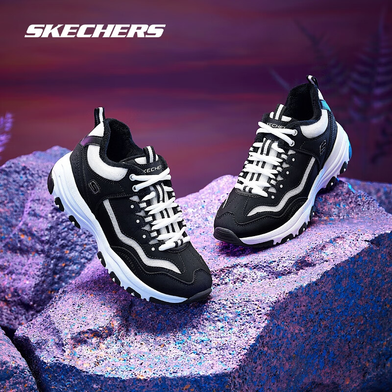 斯凯奇（Skechers）女鞋老爹鞋厚底增高加绒保暖复古时尚休闲鞋