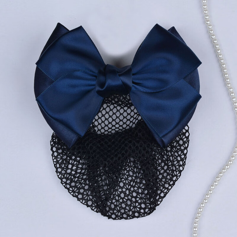 靓做头花女职业盘发网兜酒店护士银行空姐服务员工作发夹发饰妞吖饰品 蓝色细网网兜【1个装】