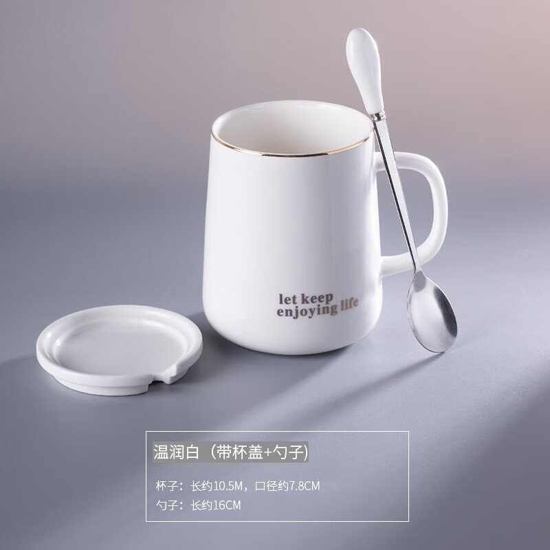 杯子带盖带勺子精致高级感轻奢高端陶瓷马克杯水杯网红男女神 温 标准