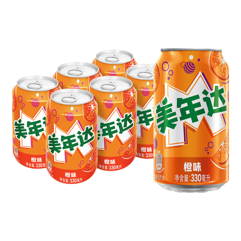 MIRINARA 美年达 汽水 橙味 330ml*6听