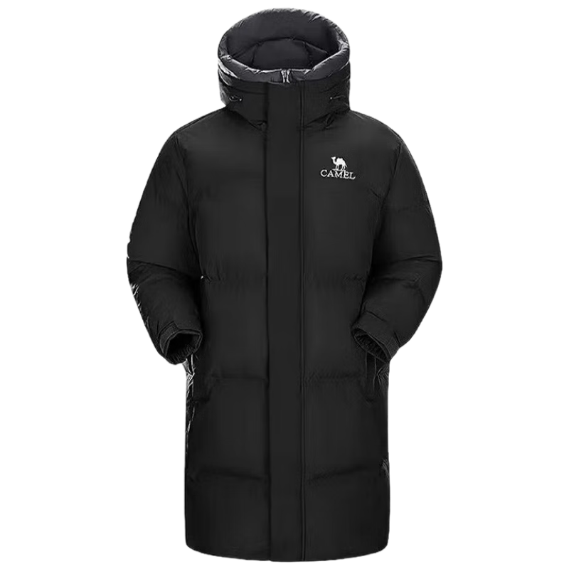 骆驼（CAMEL）户外羽绒服冬季新款男女中长款650蓬鸭绒高领加厚款拒水防风外套