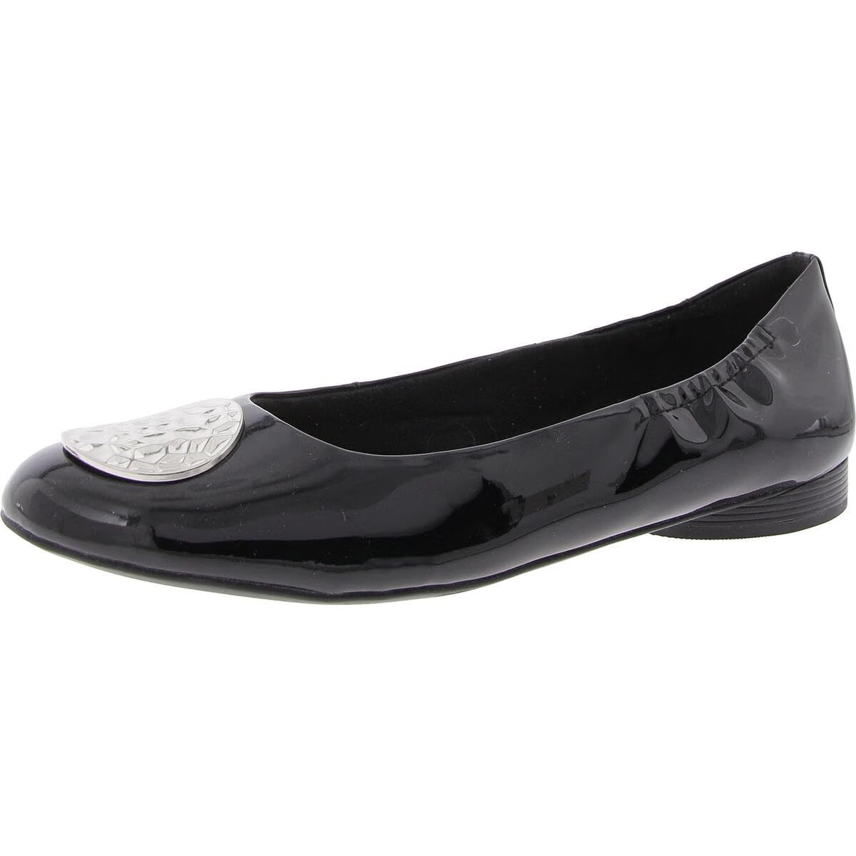 Clarks 女士芭蕾平底鞋 舒适软底 轻便灵活 日常休闲 黑色简约款 黑色漆皮合成材质 5