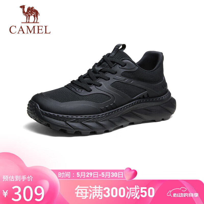 骆驼（CAMEL）厚底运动透气网面增高休闲男鞋 G14S127009 黑色 41 