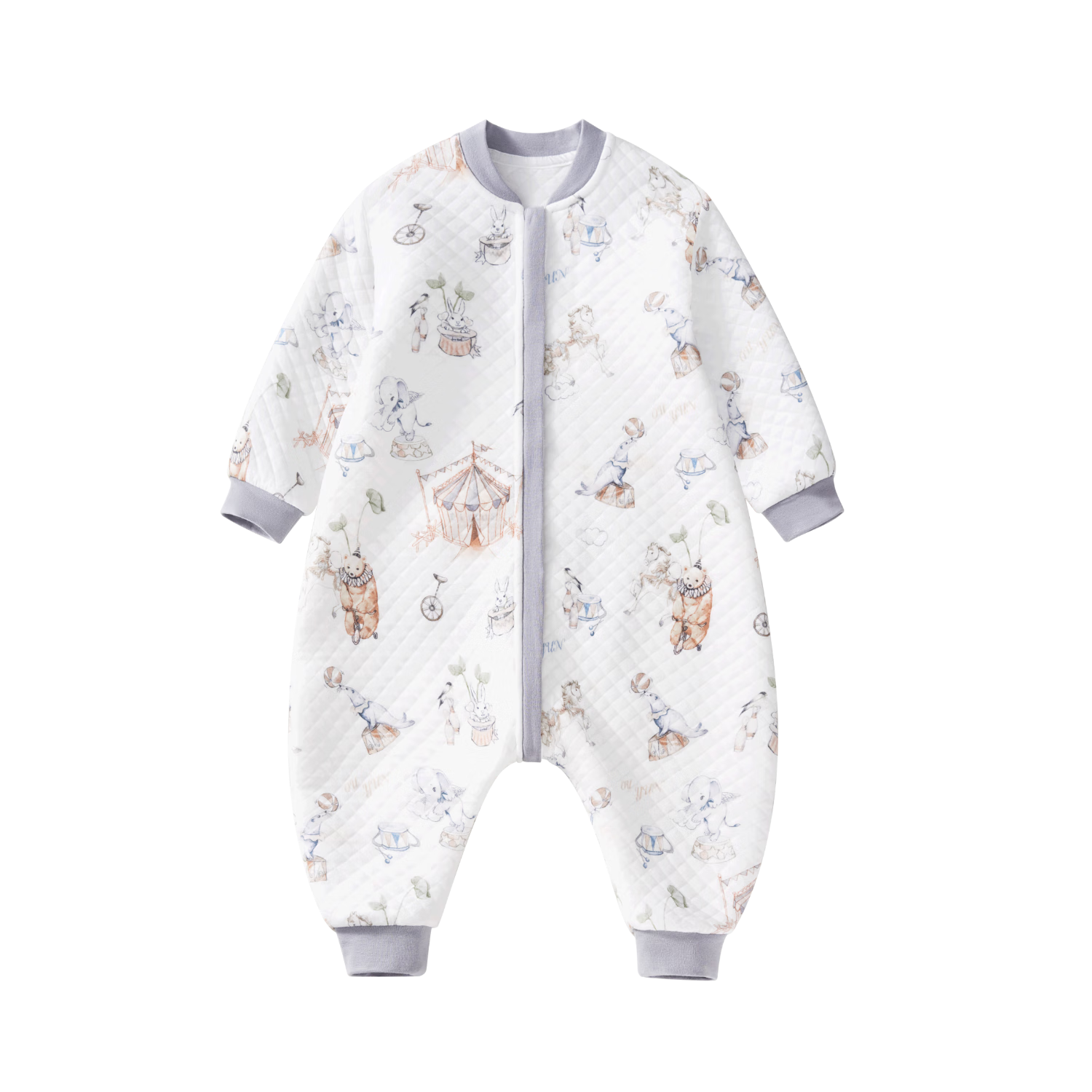 歐孕睡袋嬰兒春秋款空氣層夾棉兒童分腿寶寶防踢被子神器純棉保暖 白馬戲團【春秋17-25℃】 100碼-身高90-105-年齡2-4歲