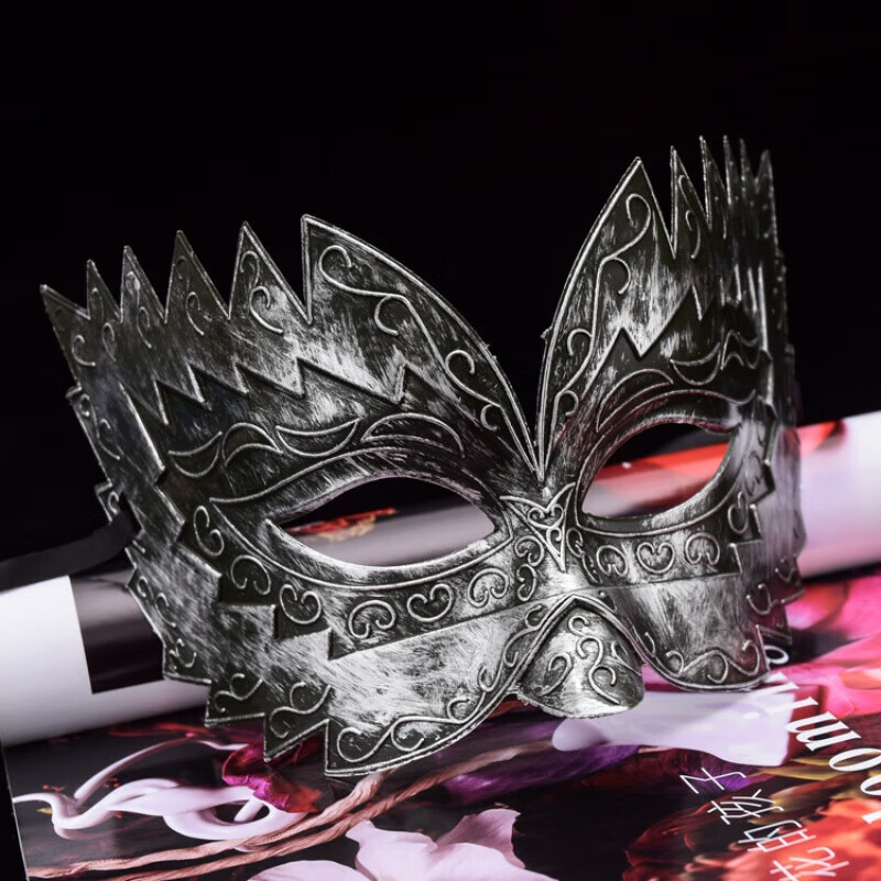万圣节半脸面具男帅气成人化妆cos儿童舞会公主酒吧 老鹰面具银色
